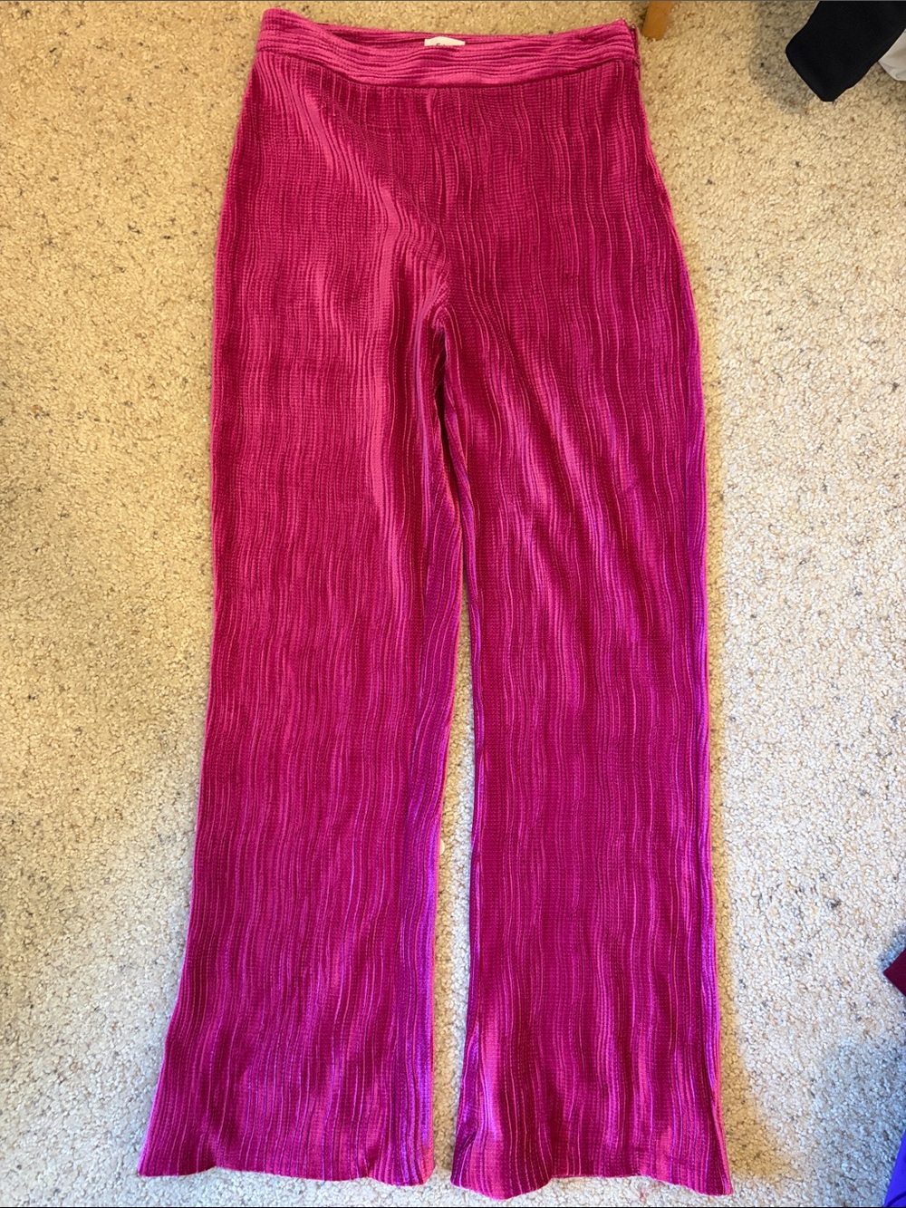 Le Lis Wide Leg Ribbed Pants in Bright Pink